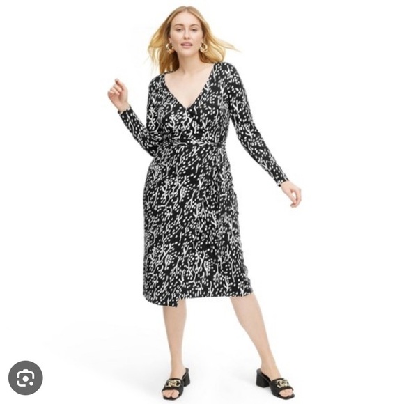 Diane Von Furstenberg Dress Women Large Wrap Midi Sea Spots Target Collab J - Picture 1 of 8